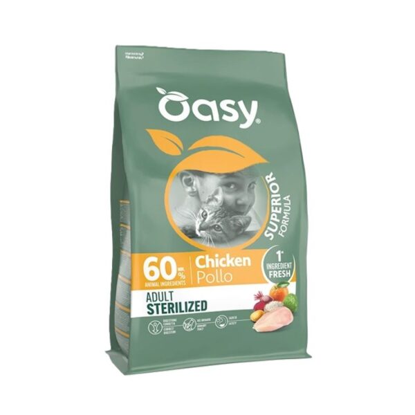 Oasy Dry Cat Superior Adult Sterilized Cibo Secco per Gatti Adulti Gusto Pollo 300 g